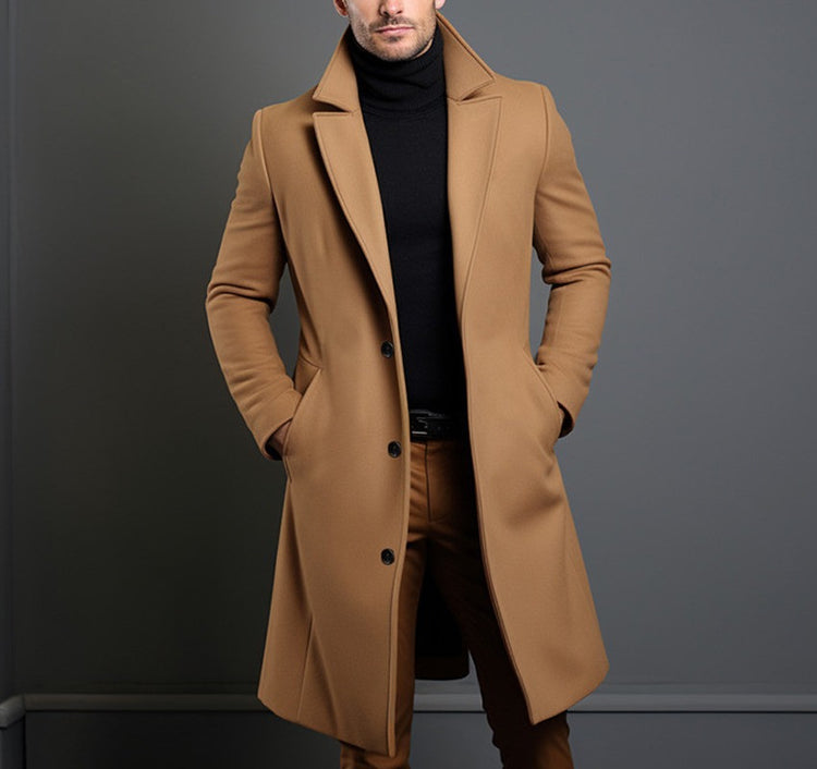 Wool-Look Mid-Length Trench Coat