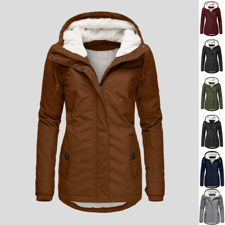Hooded Fleece Zip Jacket with Faux Fur