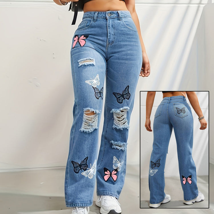 High-Waisted Straight-Leg Jeans