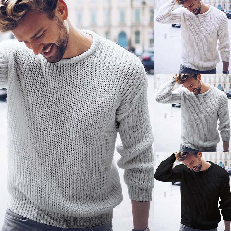 Waffle-Knit Crewneck Sweater