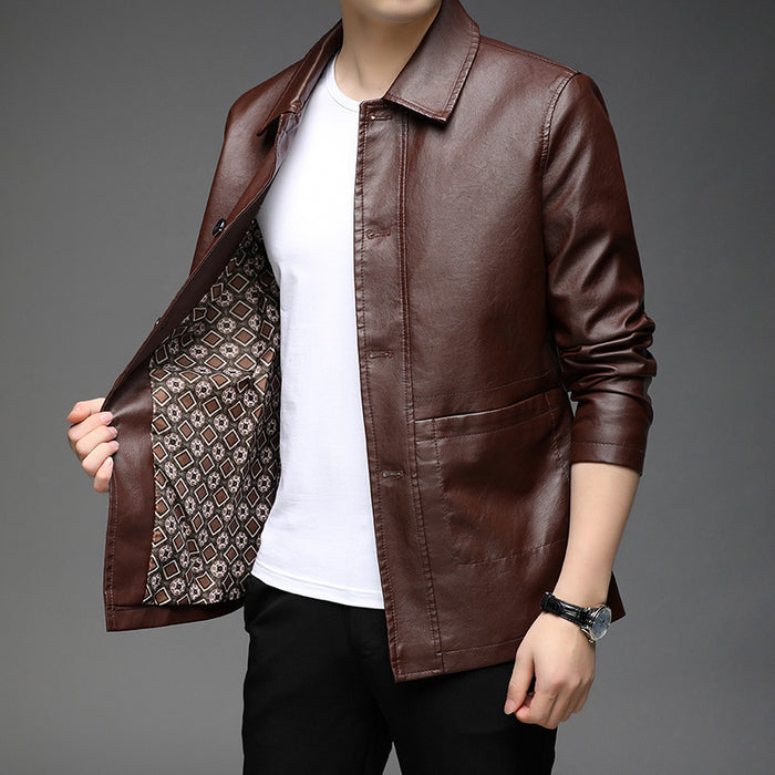 Korean-Style Faux Leather Jacket